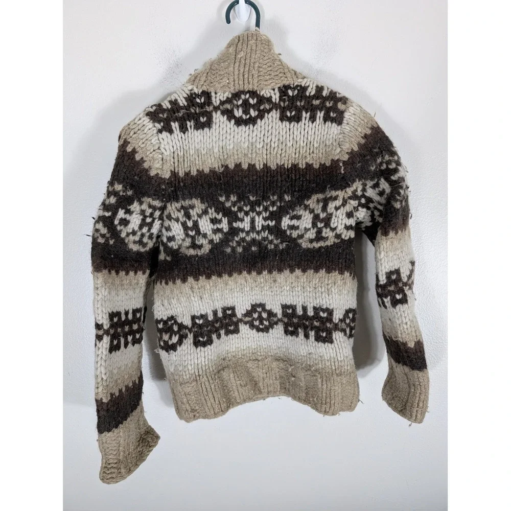 Ezra Fitch Women's Small Abercrombie Hand Knit Wool Fair Isle Cardigan Brown - Picture 10 of 11